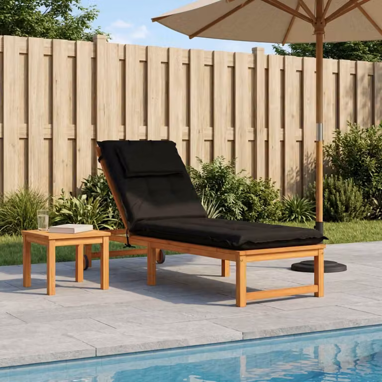vidaXL Cuscino per Lettino GEMERT 100% Poliestere Nero 190 x 50 x 9 cm