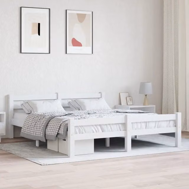 Letto senza materasso vidaXL in legno di pino bianco con doghe fisse L: 160 cm, P: 200 cm, H: 66 cm