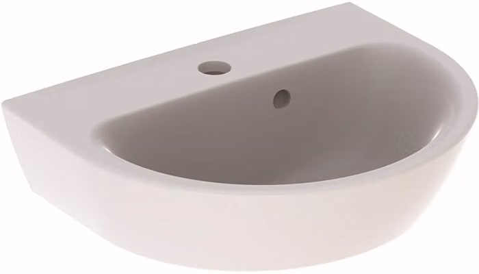 Geberit Renova lave-mains, 1 trou de robinetterie, trop-plein asymétrique, largeur : 45cm, 500.375.01.8, 500.375.01.8