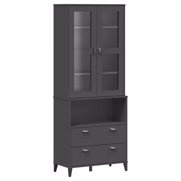 Credenza VIKEN antracite 80x40x200 cm in legno di pino massiccio