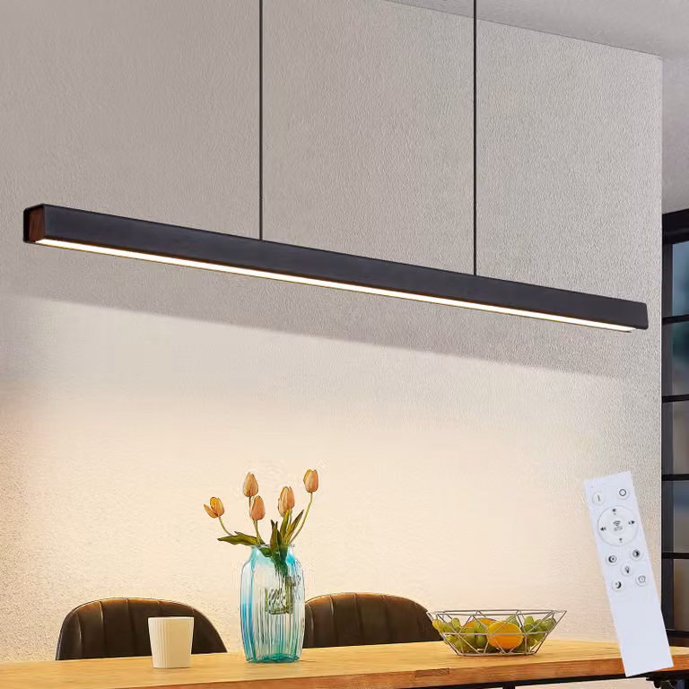 ZMH Lampada a sospensione a LED Lampada da sala da pranzo Dimmerabile Telecomando 37W Lampada da tavolo da pranzo 108CM Lampade a sospensione per cucina Bar Soggiorno Nero