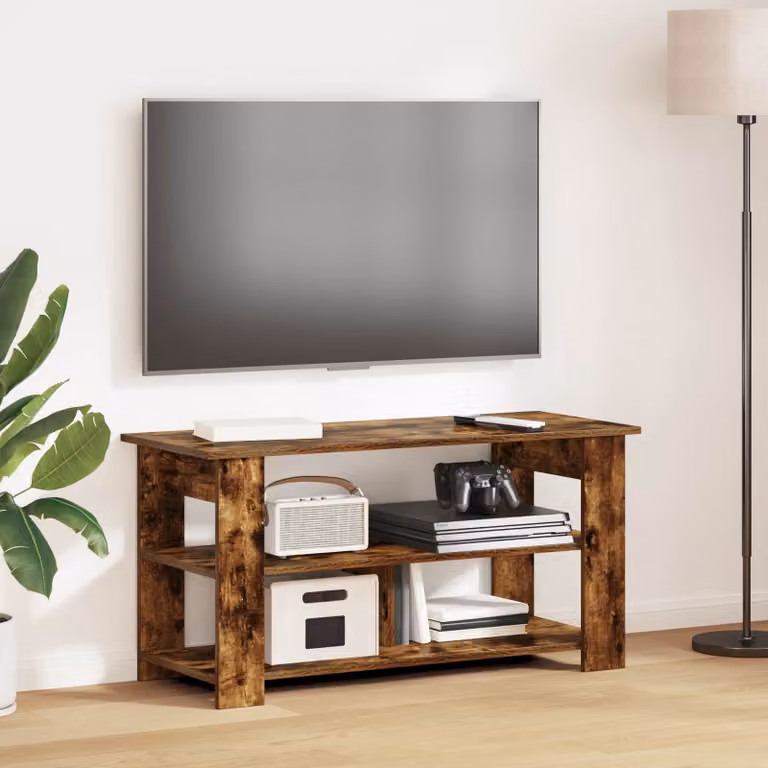 Supporto TV moderno vidaXL in legno rovere fumé marrone L/P/H: 100 x 40 x 50 cm