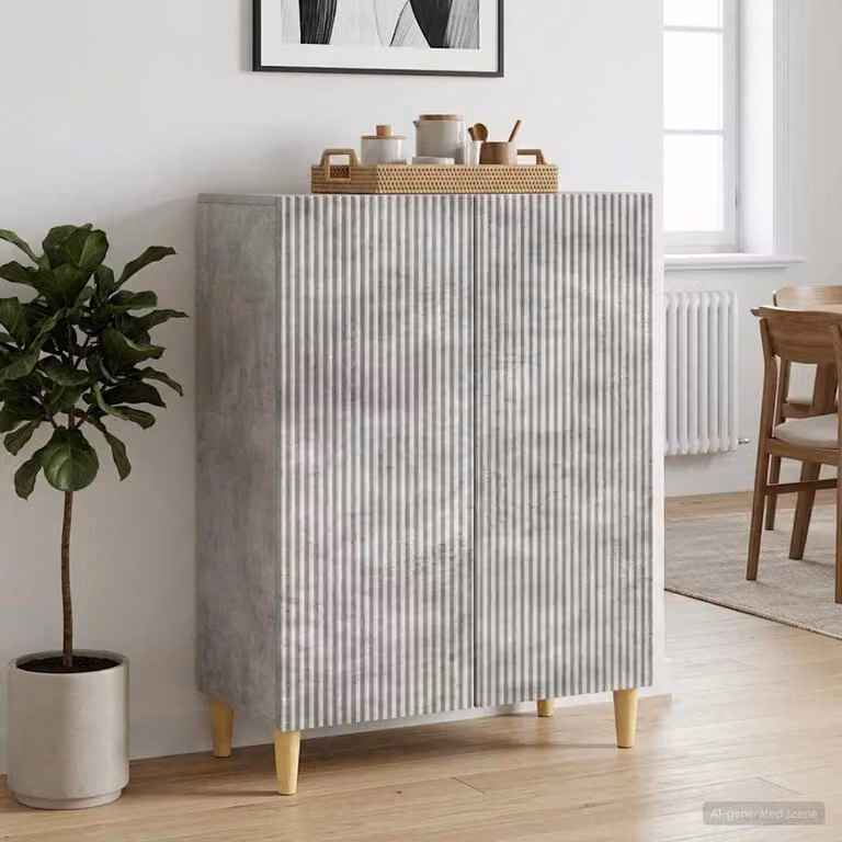 Credenza moderna vidaXL in legno ingegnerizzato grigio cemento, L 66 x P 34,5 x H 90 cm