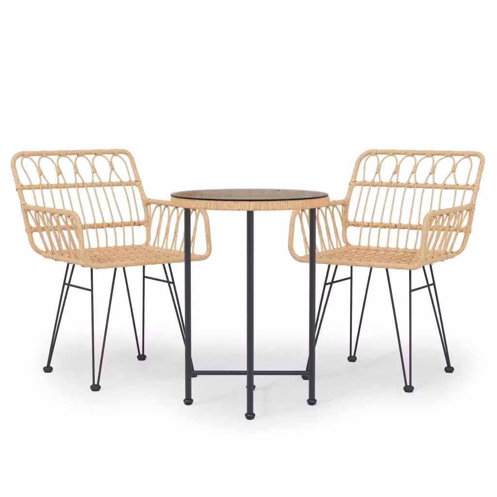 Set da Pranzo da Giardino 3 pz in Polyrattan