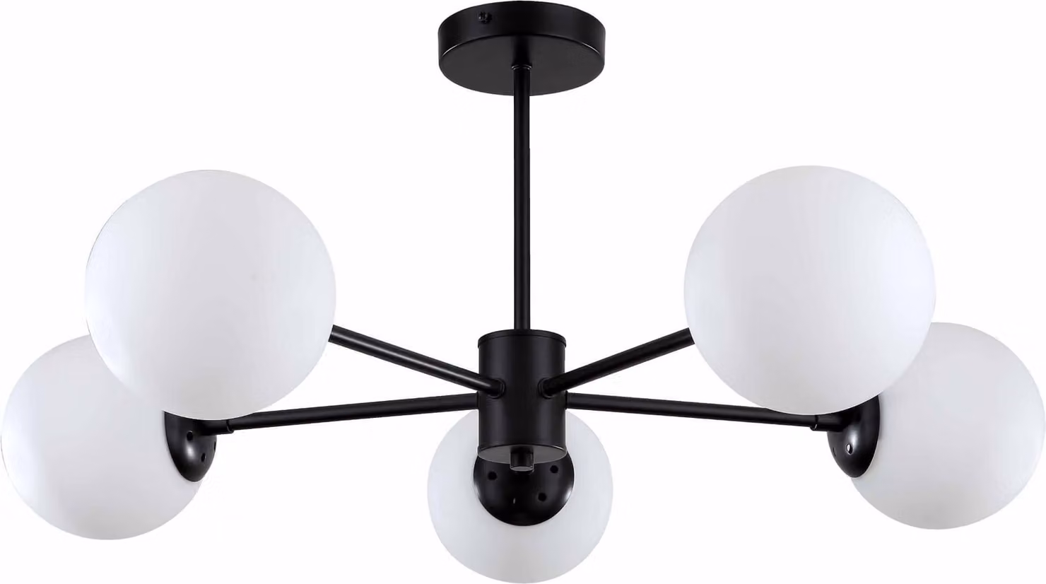 Lampada a sospensione Roma bianco e nero 5xE14x40W in vetro, dimensioni: 30x78,5x78,5 cm, IP20, Light Prestige