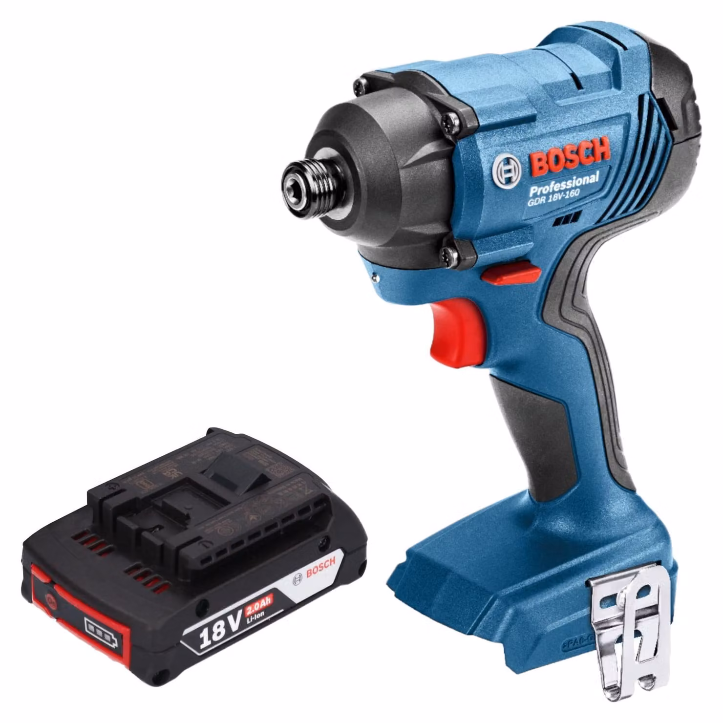 Bosch GDR 18V-160 Avvitatore a impulsi professionale a batteria 18 V 160 Nm 1/4" + 1x batteria ricaricabile 2,0 Ah - senza caricatore
