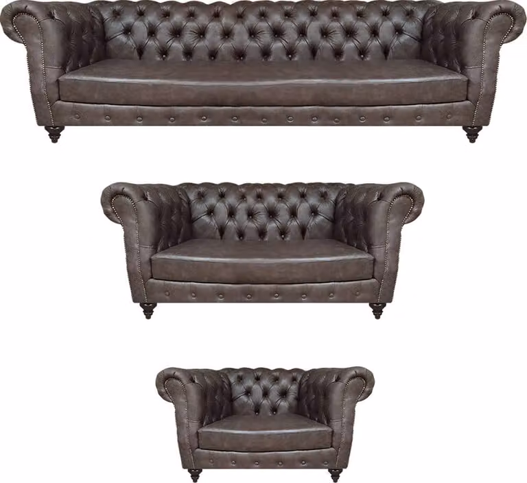 Wohnzimmer Sofa Set 3tlg Polstermöbel Braun Komplett Modern Sofas Chesterfield
