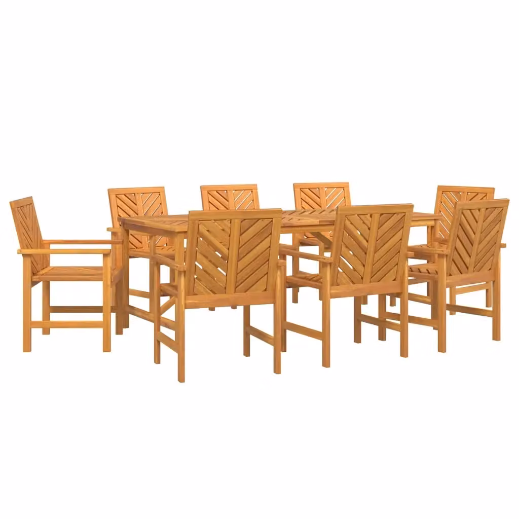 Set da pranzo per giardino e terrazzo vidaXL in legno di acacia oliato marrone, 9 pezzi – 2
