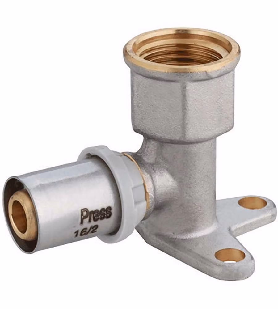 IDRO BRIC Gomito a Pressare Multistrato 1/2" F x 20 mm con Staffa
