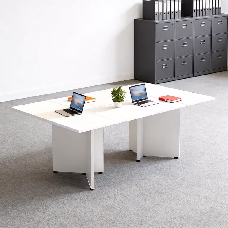 Tavolo da conferenza modulare, estendibile, dimensioni 120x60x74 cm, colore bianco