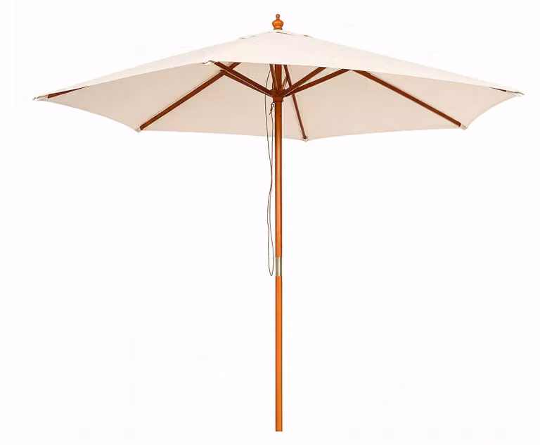 Linder Exclusiv Ombrellone da giardino con struttura in legno 250 cm Beige