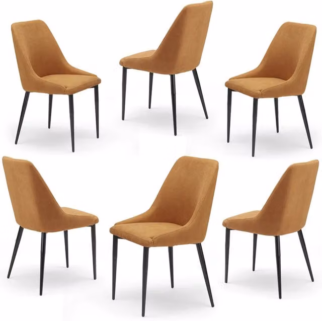 Set di 6 sedie imbottite Redokasa CORFU in tessuto idrorepellente colore arancione con gambe in metallo per sala da pranzo, cucina e soggiorno – 1
