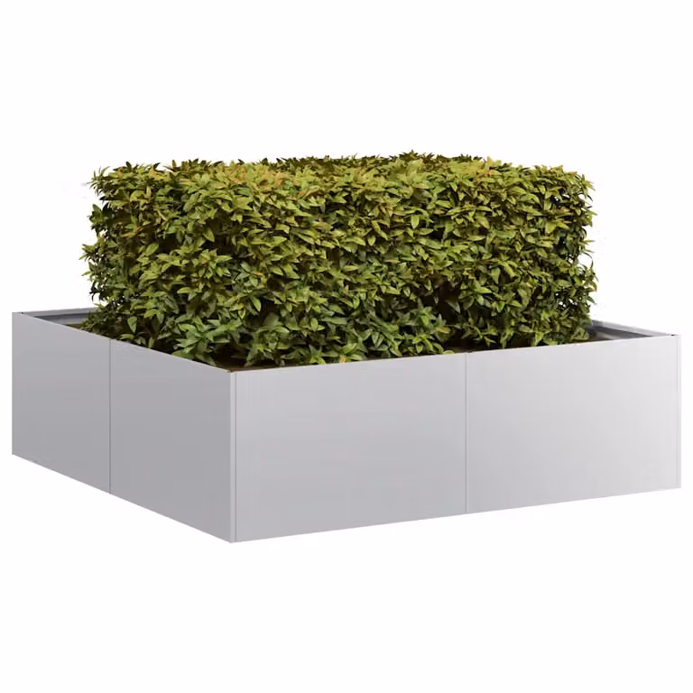Fioriera a vasca rialzata vidaXL in acciaio zincato grigio L: 100 cm, P: 100 cm, H: 30 cm