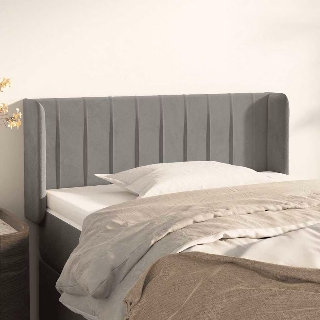 Testiera ad orecchio vidaXL in velluto grigio chiaro L: 93 cm, P: 16 cm, H: 78-88 cm