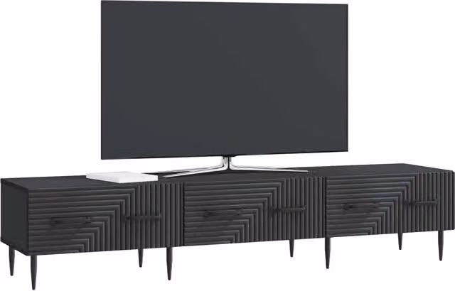 Mobile TV Design In in stile vintage nero in MDF, L: 147 cm, P: 34,5 cm, H: 30 cm – 1