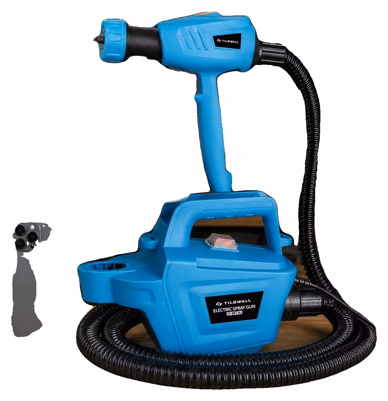 Pistola a spruzzo per verniciatura, serbatoio removibile da 1300 ml, 3 dimensioni di ugelli, colore blu, alimentazione 100V-240V, spina di tipo europeo