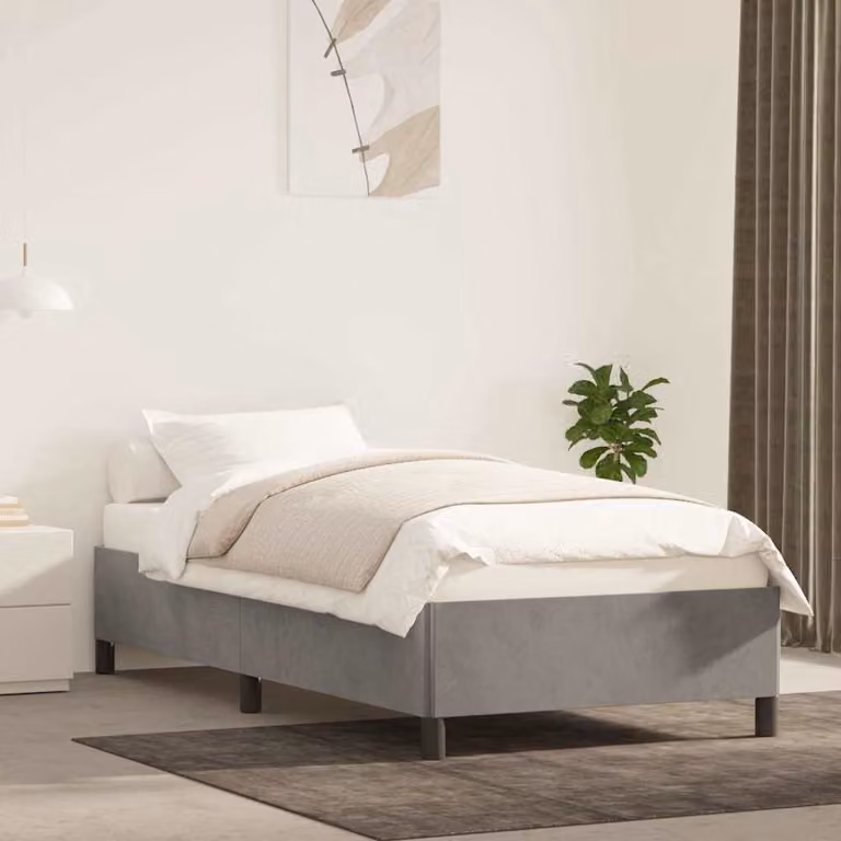 vidaXL Giroletto in Velluto Grigio Chiaro con Listelli Fissi L/P/H: 80 x 200 x 35 cm