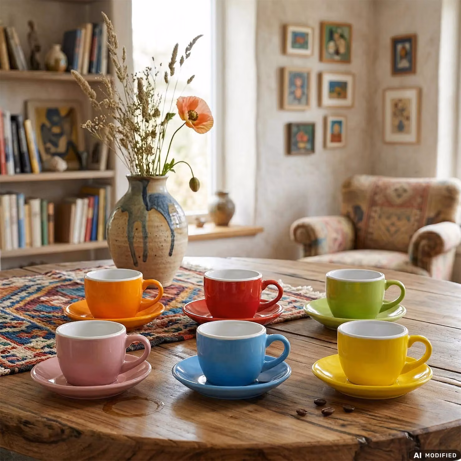 Servizio da caffè Gusto Casa in stoneware multicolore composto da 6 tazzine da 9 cl con piattini – 2