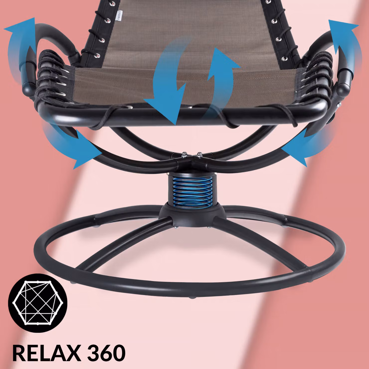 Lettino prendisole Moka Casaria con funzione dondolo, struttura in acciaio verniciato e tessuto textilene resistente ai raggi UV, colore antracite e marrone – 3