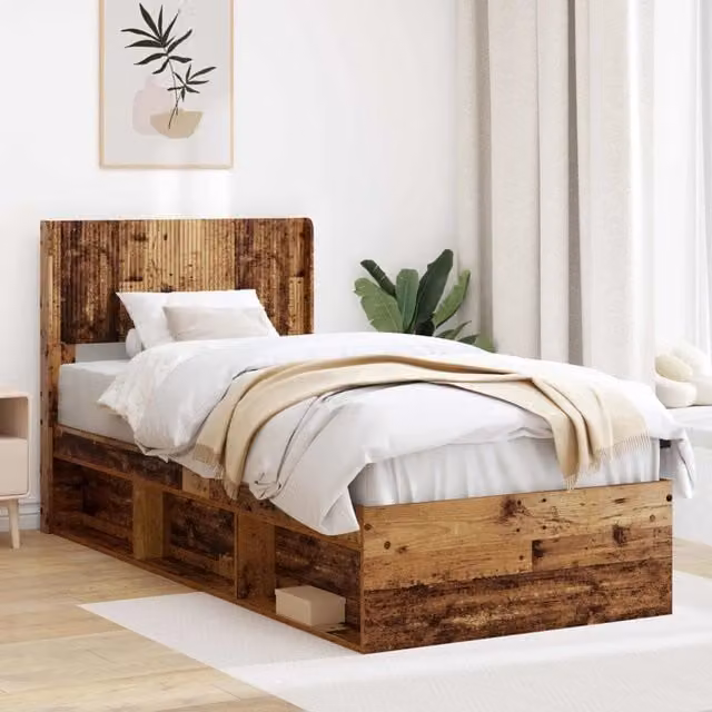 Struttura del letto con stoccaggio e testata Legno antico 3414257