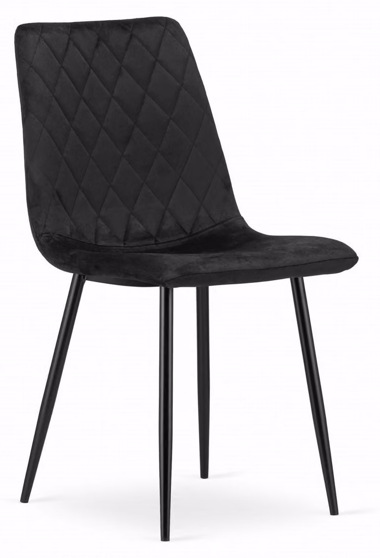 Sedia Turin in velluto nero con gambe in metallo