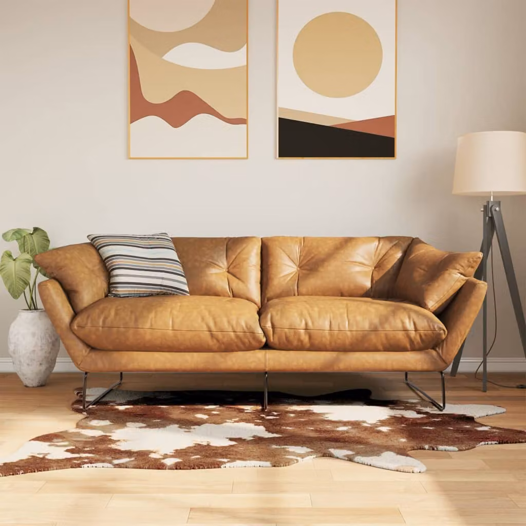 Tappeto vidaXL con stampa animal print marrone e bianco, lavabile e fonoassorbente, L: 120 cm x P: 170 cm