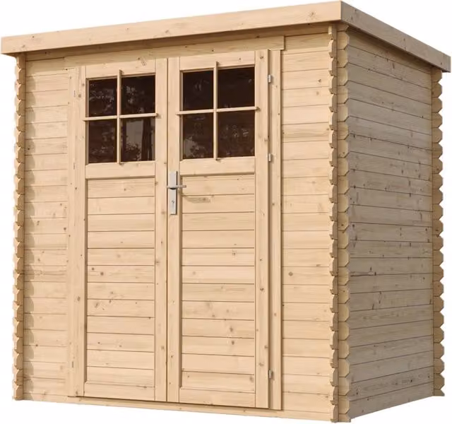 Casetta da Giardino in Legno TIMBELA M311F+M311G Beige L/P/H: 239 x 105 x 204 cm