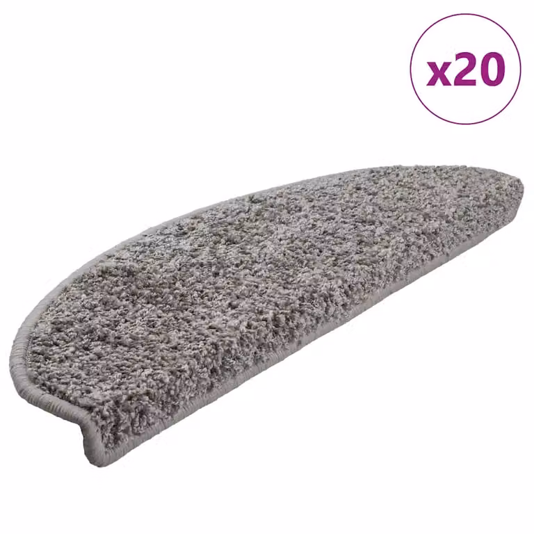 Set di 20 tappetini per scale semicircolari vidaXL, colore grigio, L: 65 cm, P: 40 cm, H: 4 cm, antiscivolo e fonoassorbenti