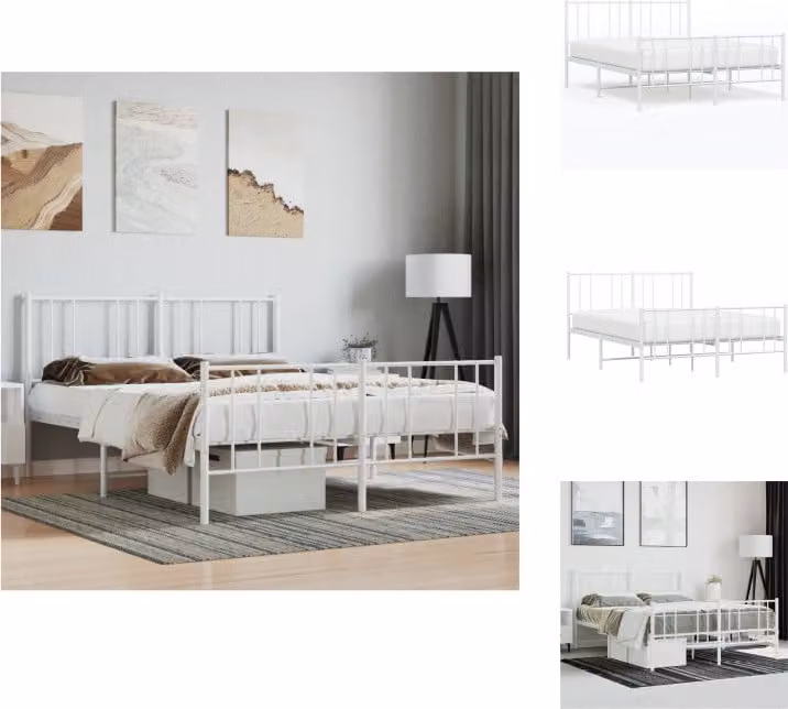 vidaXL Struttura letto con testiera e pediera in metallo bianco 140x190 cm - Letti e strutture letto