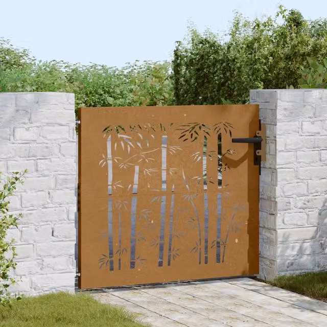 Cancello singolo da giardino vidaXL in acciaio nero o marrone L: 85 cm, H: 100 cm