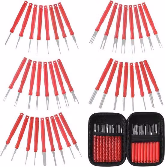 Kit di smontaggio terminali elettrici - Set rosso da 41 pezzi per terminali per cavi e per auto