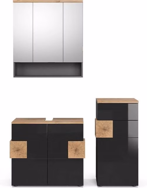 Set mobili bagno Eden Antracite 3 pezzi Vicco