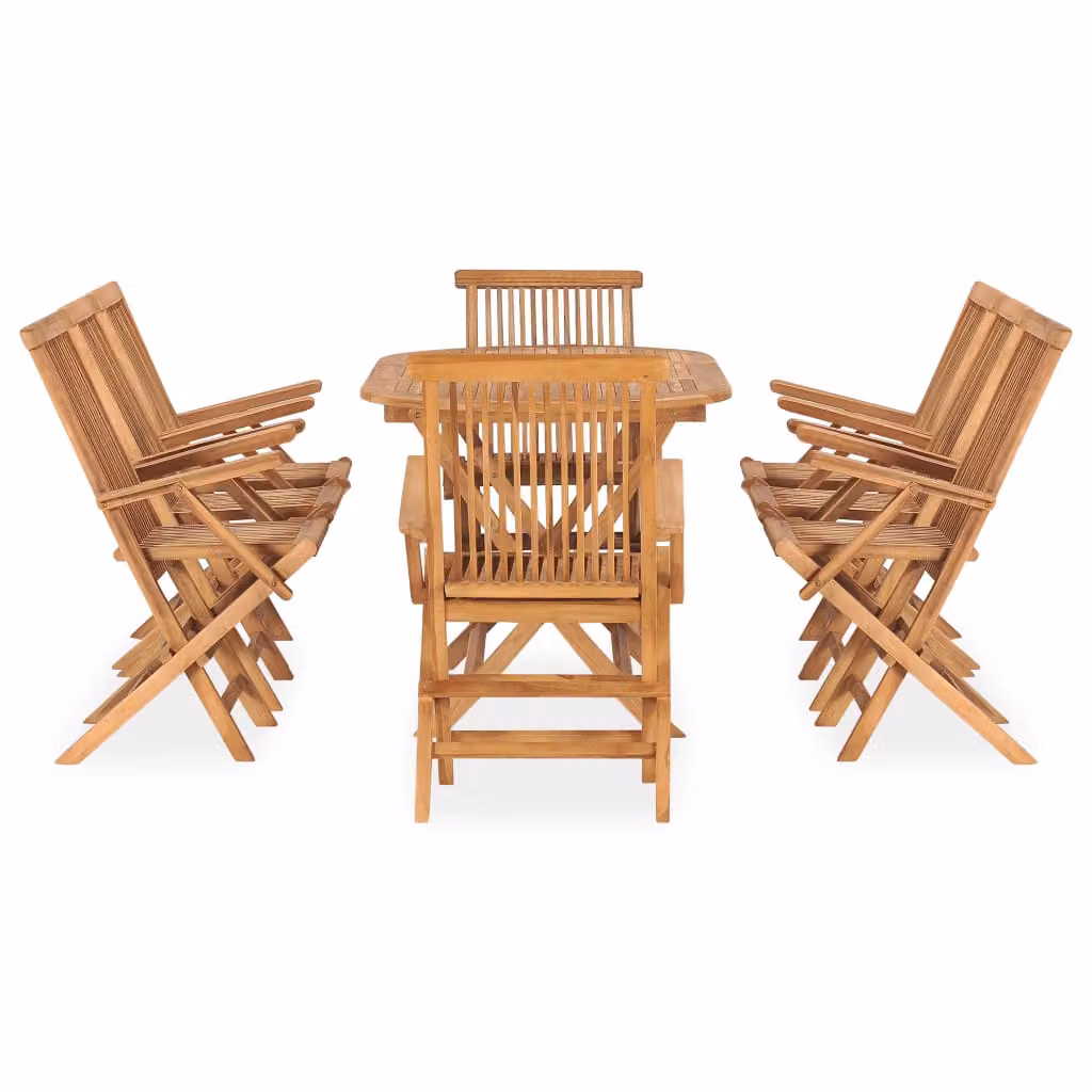 vidaXL Set da pranzo da giardino pieghevole in legno massello di teak, 9 pezzi