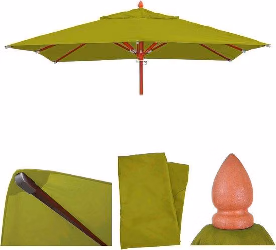 Coperchio di ricambio per ombrellone in legno grande 3x3 m - Poliestere verde agrumi