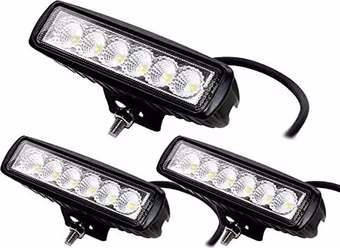 Greenmigo 3X 18W IP67 LED luce da lavoro luce ausiliaria 12V 24V luce da lavoro LED offroad proiettore riflettore faro 1800LM
