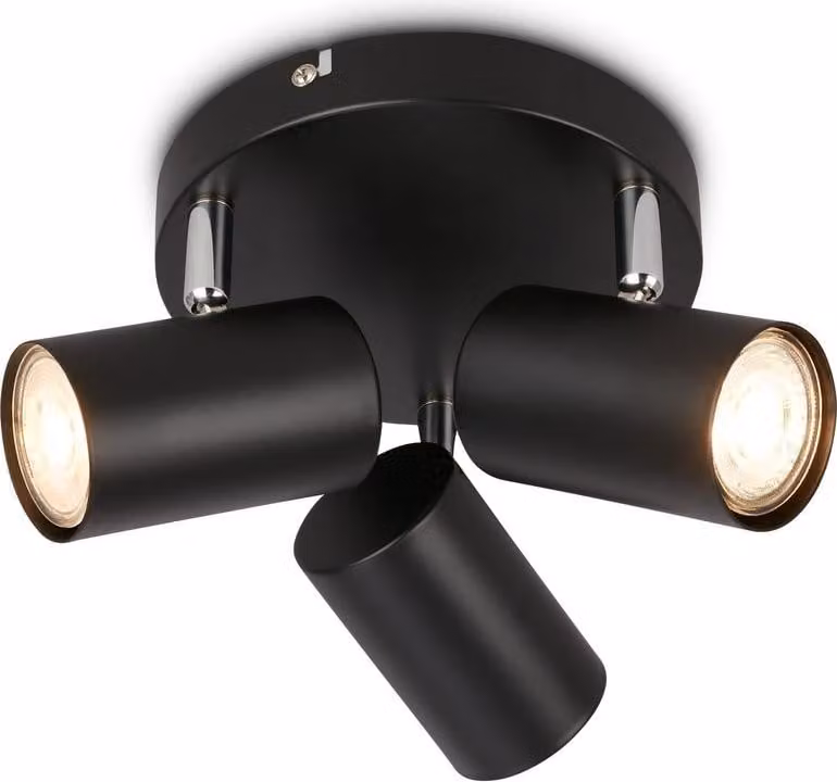 Briloner SUPO Lampada da soffitto, orientabile, attacco GU10, 3 lampadine, nero, Ø16 x 12 cm