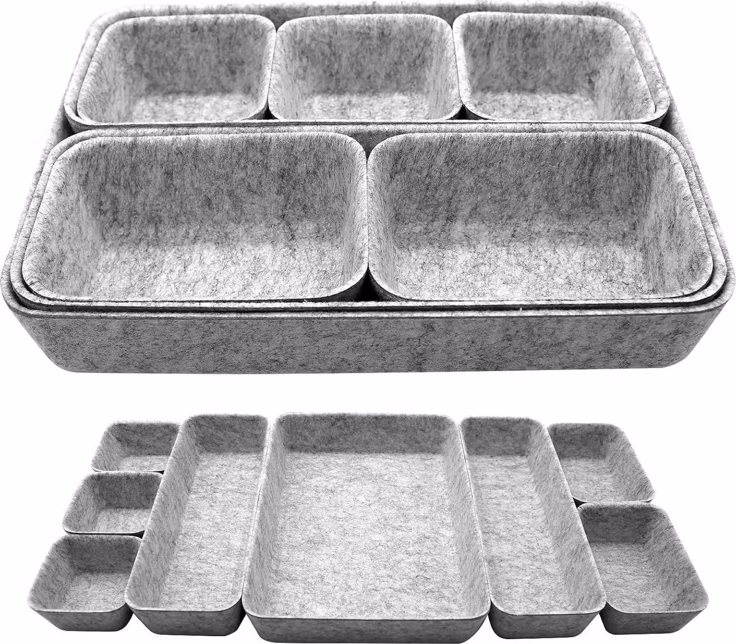 Set di organizer in feltro per caricabatterie - 8 pezzi - grigio scuro - versatile - pratico