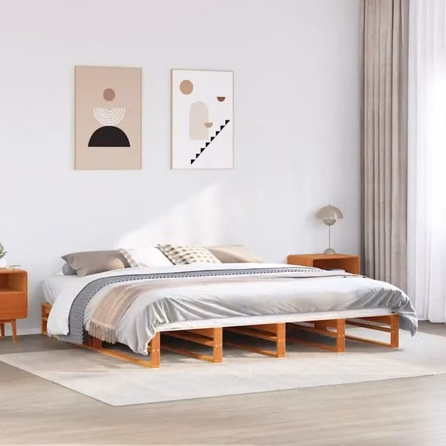 Letto senza Materasso-Struttura Letto Marrone Cera 180x200 cm in Legno di Pino 652412