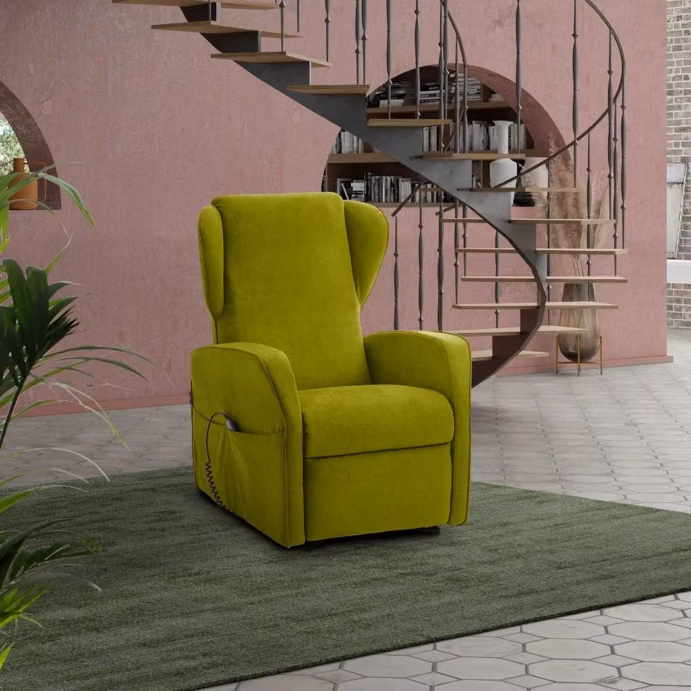 Poltrona Alzapersona Elettrica Adele GIORDANOSHOP in Microfibra Verde L: 73 cm, P: 101 cm, H: 86 cm – 2