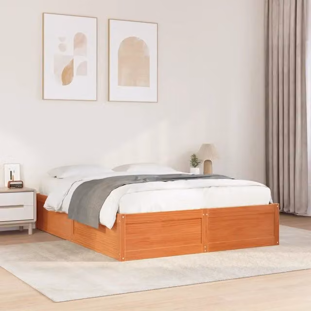 Letto senza Materasso-Struttura Letto Marrone Cera 160x200 cm in Legno di Pino 670803