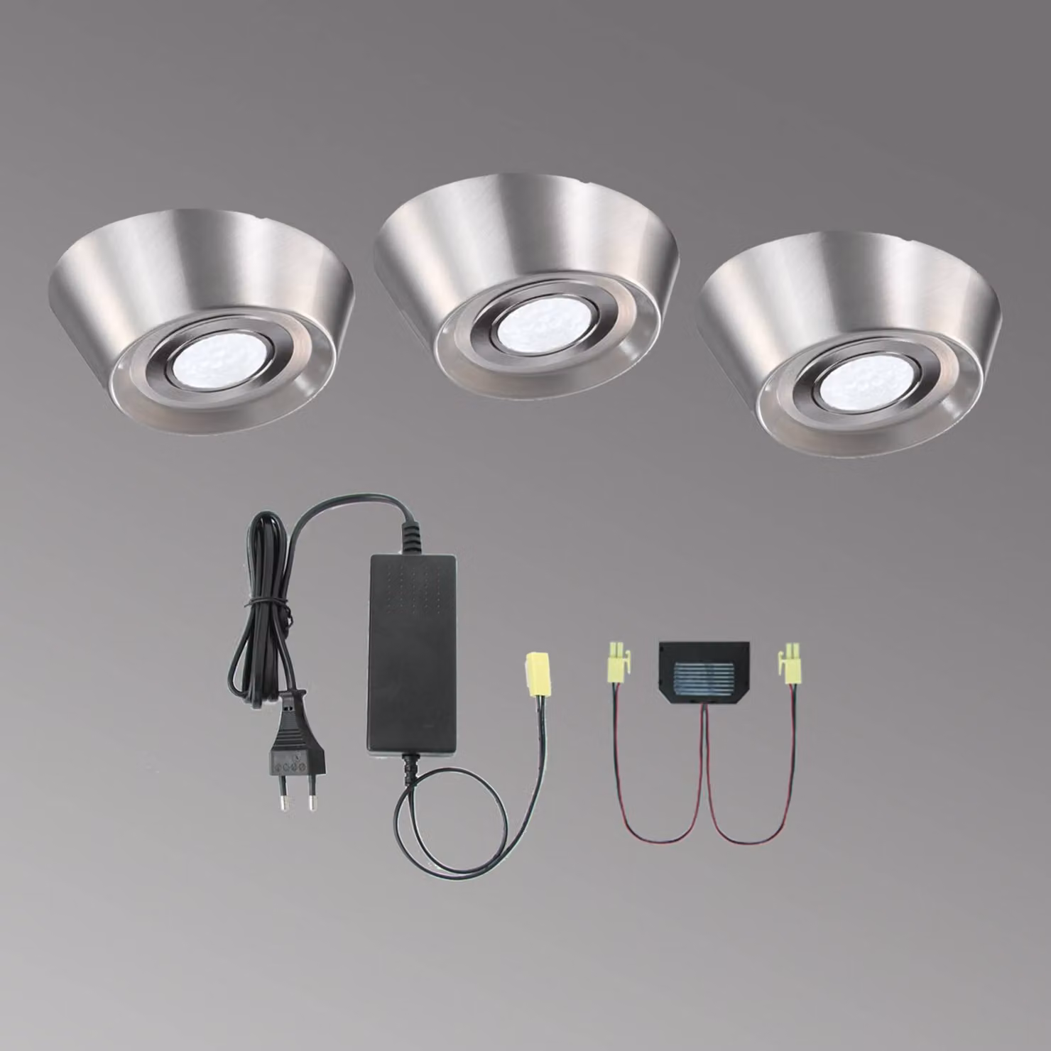 Evotec Lampada LED da incasso PAL CF, set 3, Ø 12 cm CF, Alluminio / Grigio / Zincato, Cucina, Metallo, Moderno, Lampade per mobili