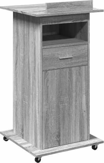 Leggio con ruote e cassetto in multistrato grigio sonoma DESIGN IN L/P/H: 55 x 55 x 107 cm CFW3083740 – 1