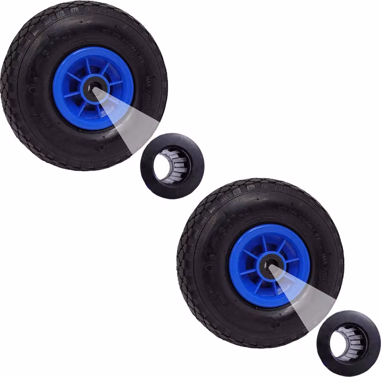 2 ruote per carrello a mano Ruota pneumatica 260x85 mm 3.00-4 75 mm mozzo centrato Ø 20 mm blu robusto tessuto 4 PR