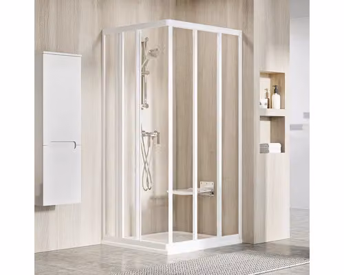 Un lato della cabina doccia RAVAK ASRV3-80 198 bianco+trasparente 15V401R2Z1
