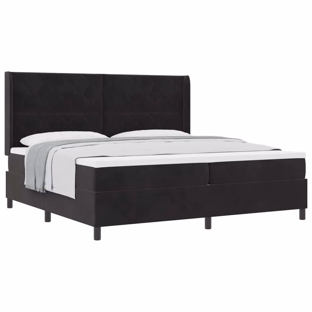 vidaXL Letto a molle con testiera in velluto nero L 200 x P 200 x H 280 cm – 2