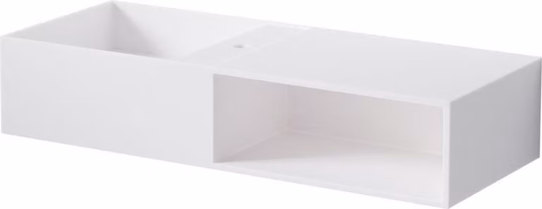 Steinberg Série 443 lavabo mural, avec compartiment ouvert à droite, 1000x400x200mm, 1 trou pour robinet, avec trop-plein, SOLIDSurface, 4437130W, 4437130W