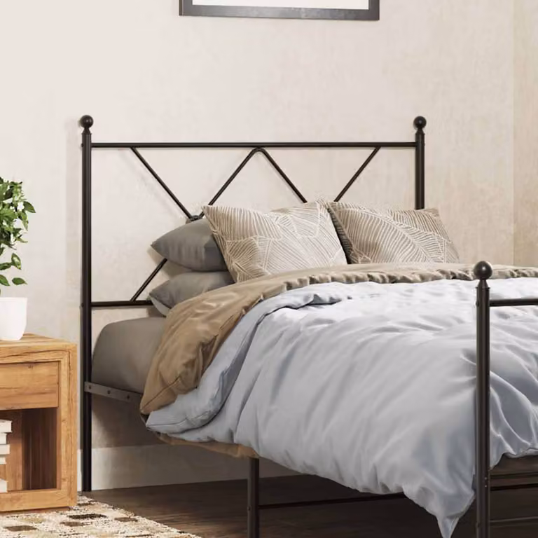 Testiera di ricambio in metallo vidaXL colore nero con design geometrico per letto 90x190 cm