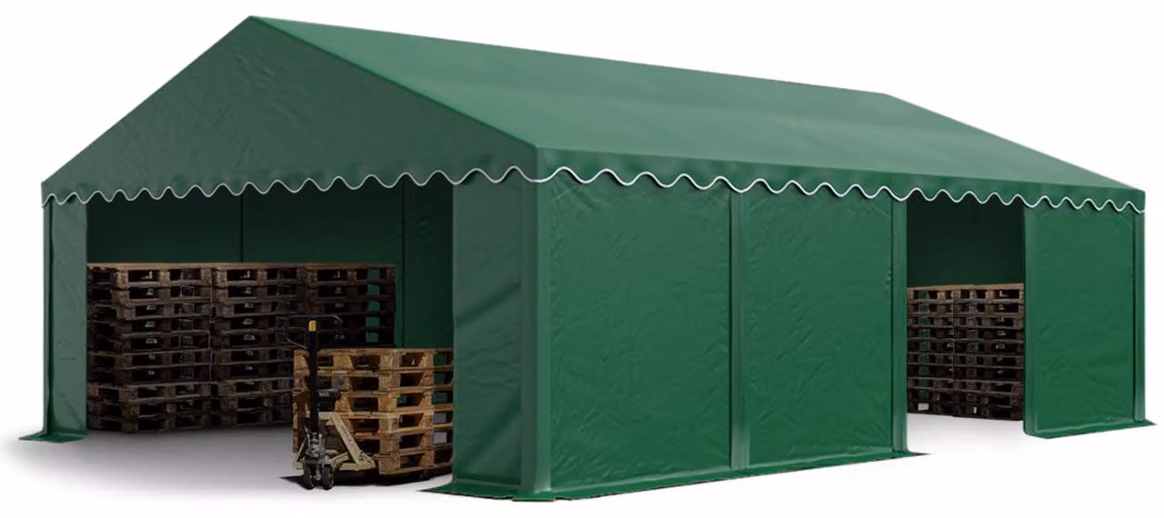 TOOLPORT Tendone deposito 5x8 m PVC 700 N tenda capannone impermeabile verde scuro