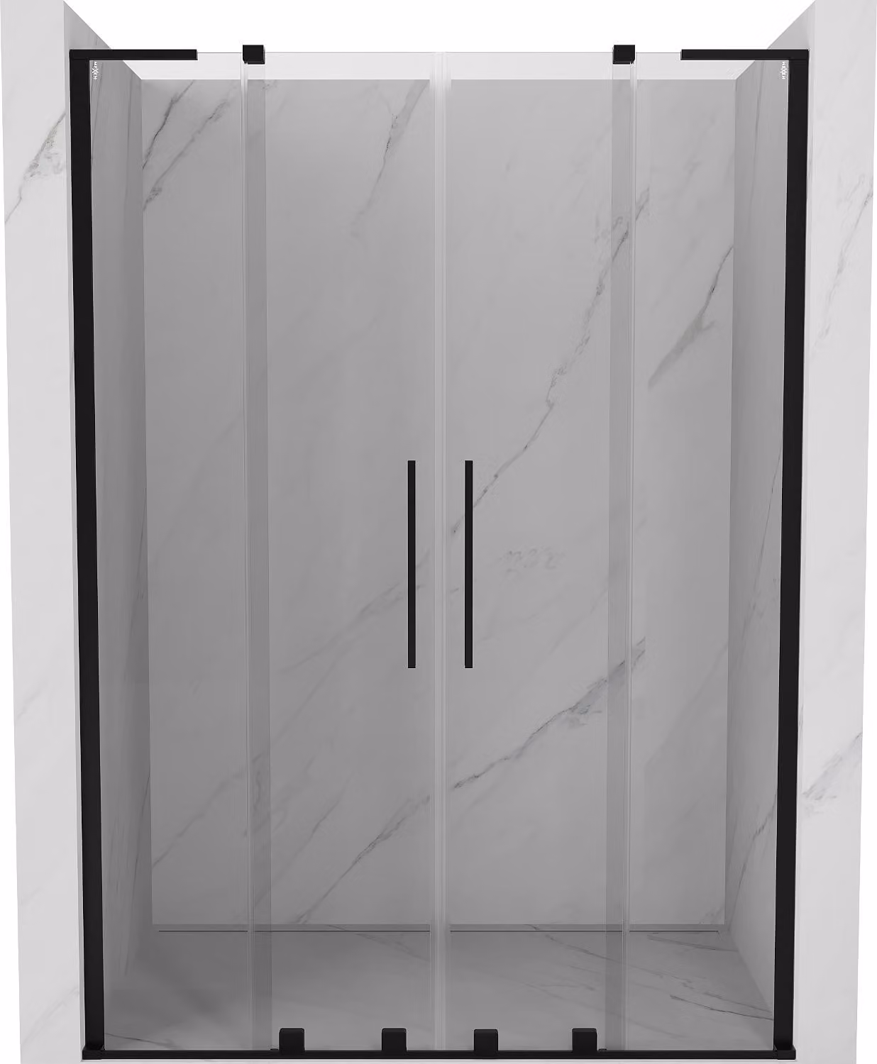 Mexen Velar L Duo porta doccia scorrevole 140 cm, trasparente, nero - 871-140-003-02-70