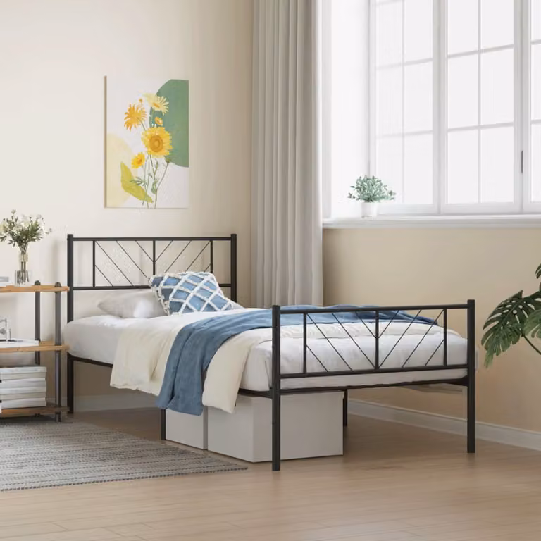 Giroletto vidaXL con testiera e pediera in metallo nero L/P/H: 80 x 200 cm